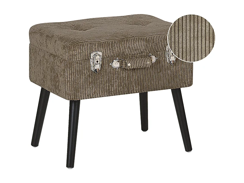 Hocker met opbergruimte MALLARD Corduroy Lichtbruin