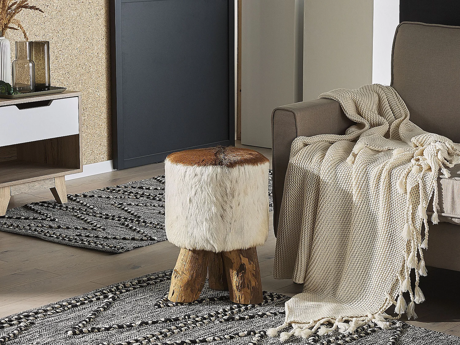 Hocker KENT Leer Goudbruin