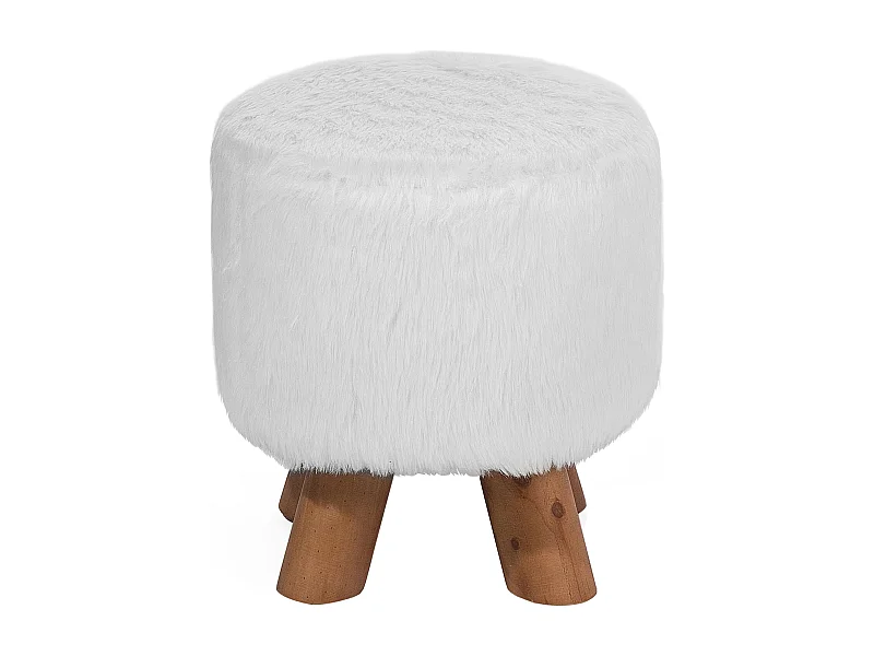 Hocker weiß runde Form kuschelig 33 x 33 cm Polyester Iowa