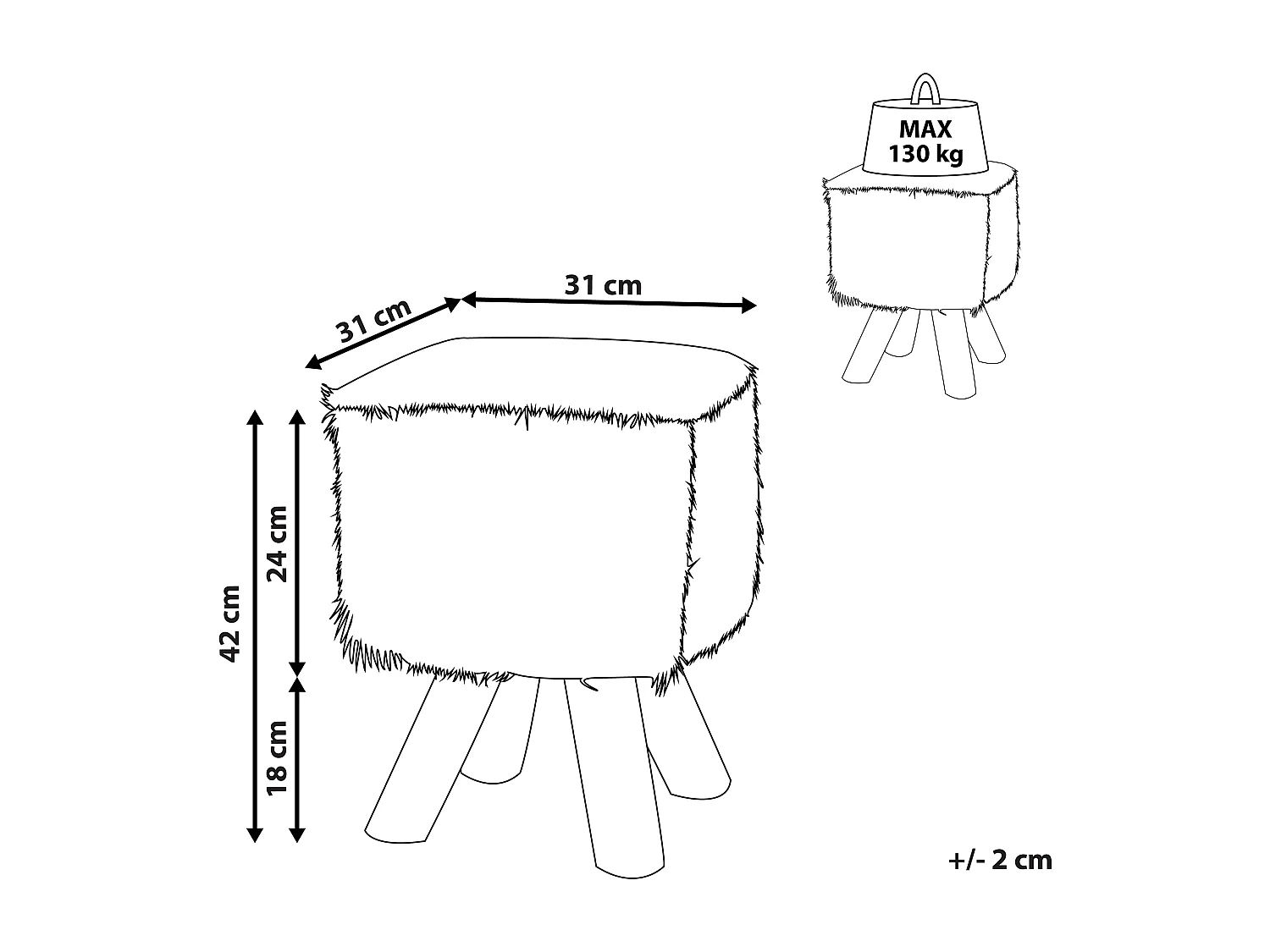 Hocker DALTON Echtleder Braun