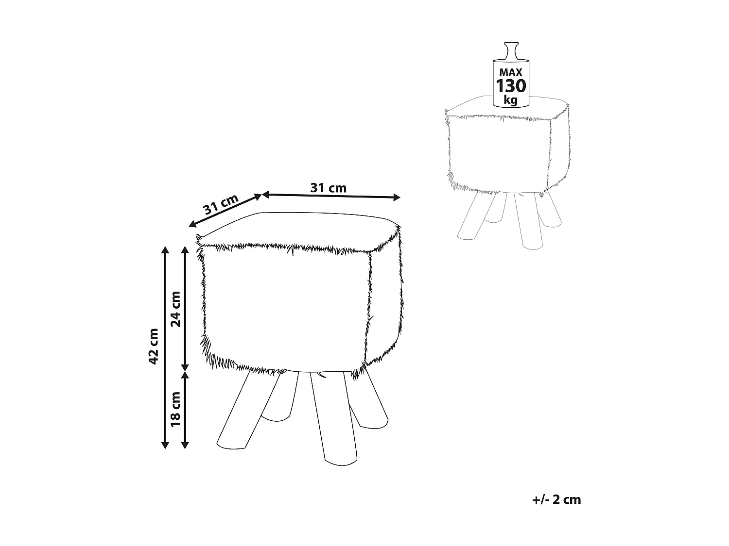 Hocker DALTON Echtleder Braun