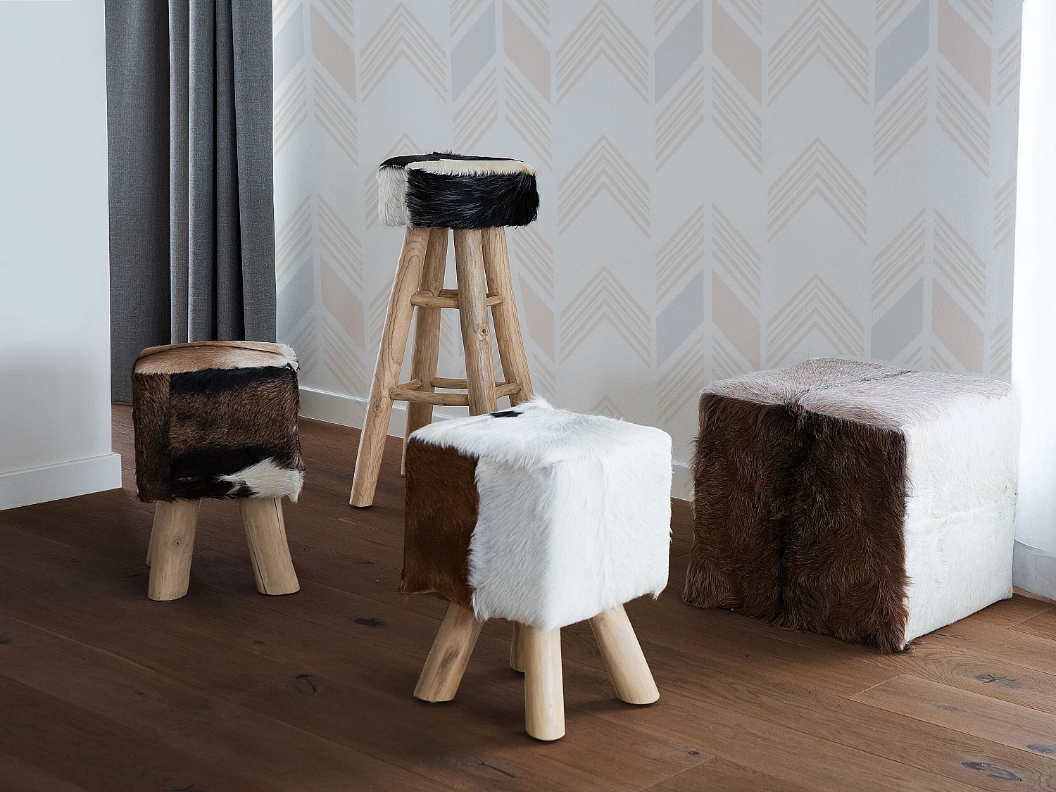 Hocker DALTON Echtleder Braun