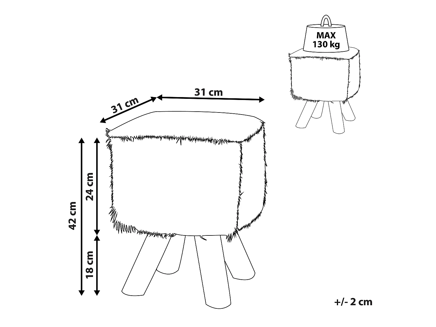 Hocker DALTON Echtleder Braun