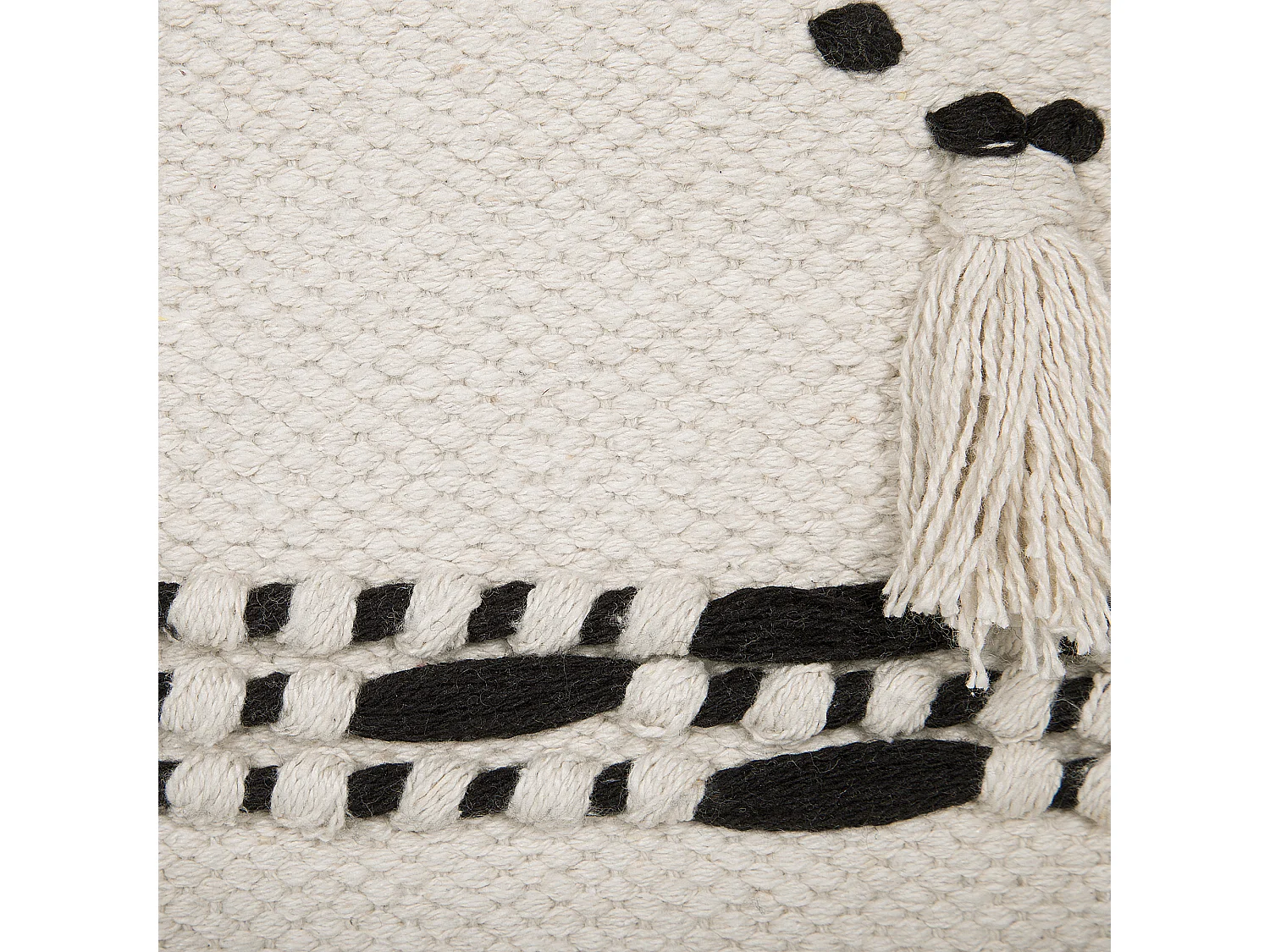 Sitzhocker beige/schwarz Boho-Stil Baumwolle Eukalyptusholz 33 x 33 cm Thondi