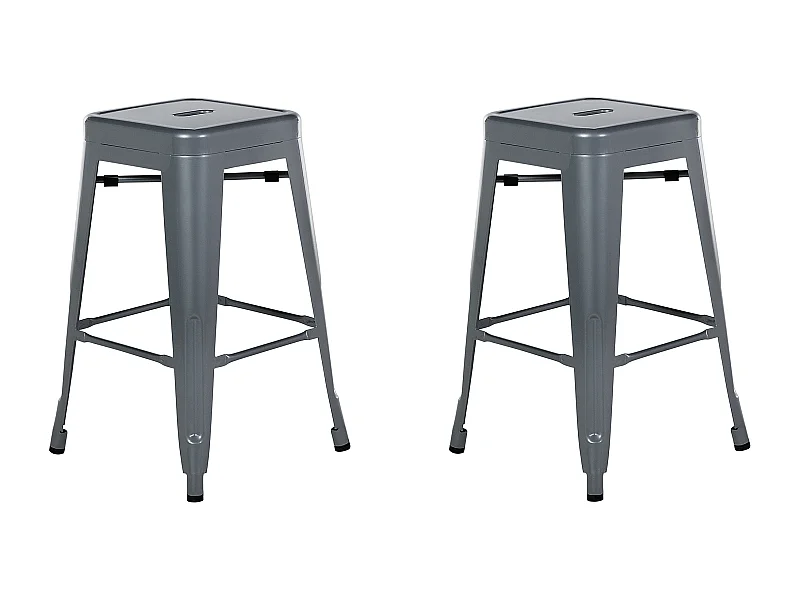 Lot de 2 tabourets de bar CABRILLO Métal Gris