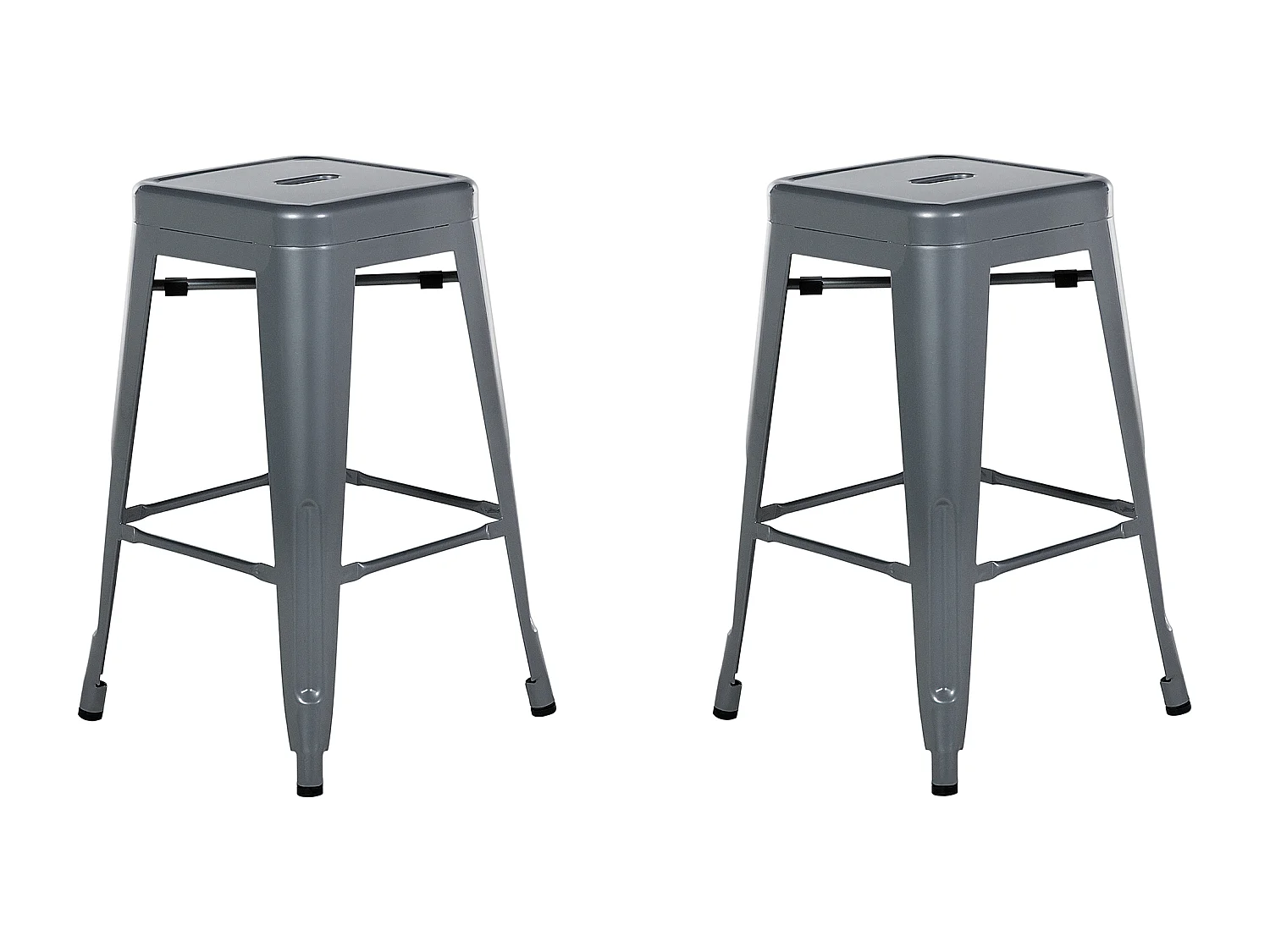 Lot de 2 tabourets de bar CABRILLO Métal Gris