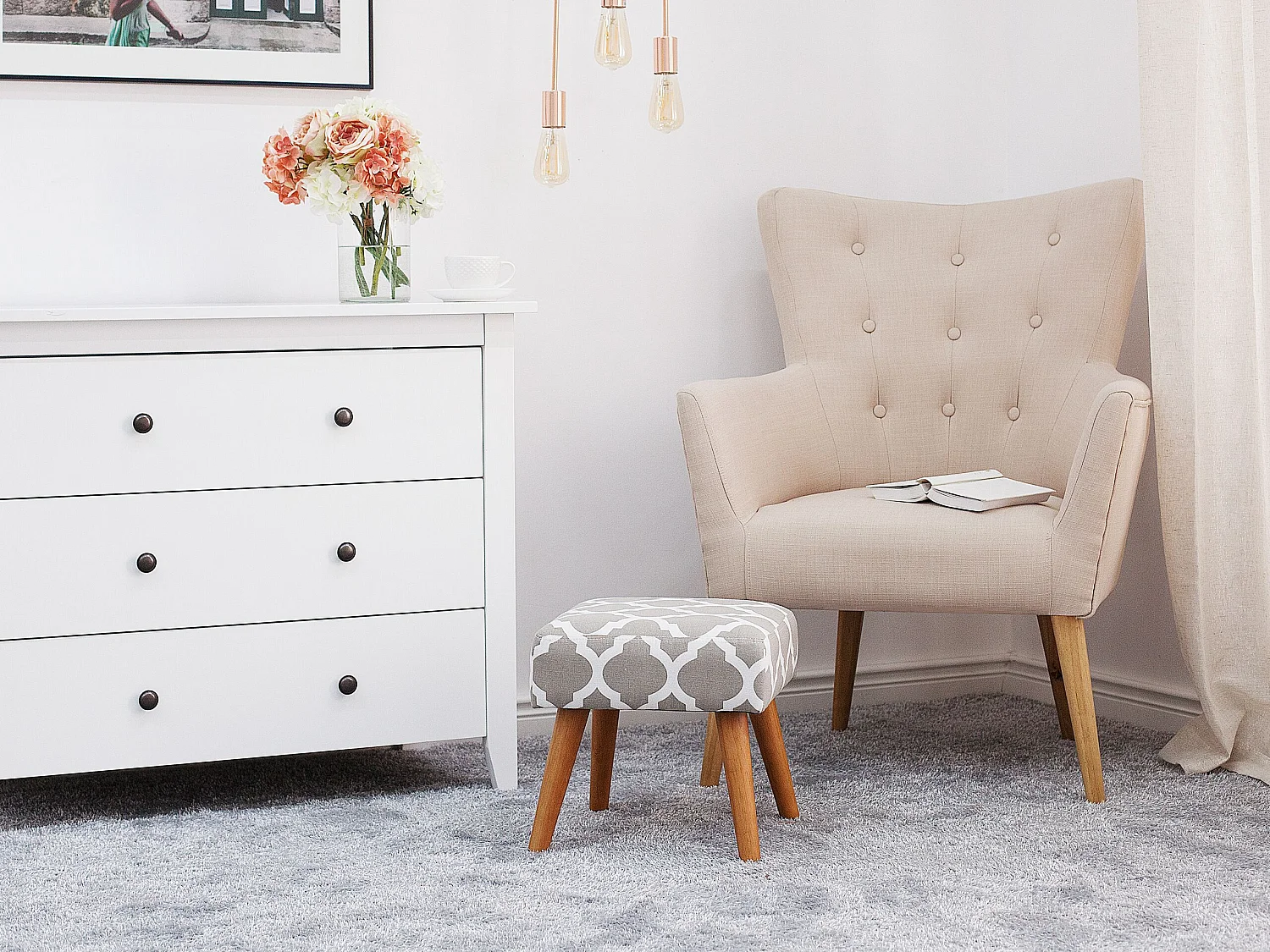 Repose-pied OSAGE Coton Gris clair