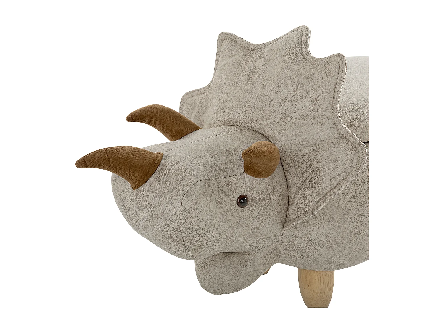 Tabouret de rangement animal TRICERATOPS Tissu Gris clair