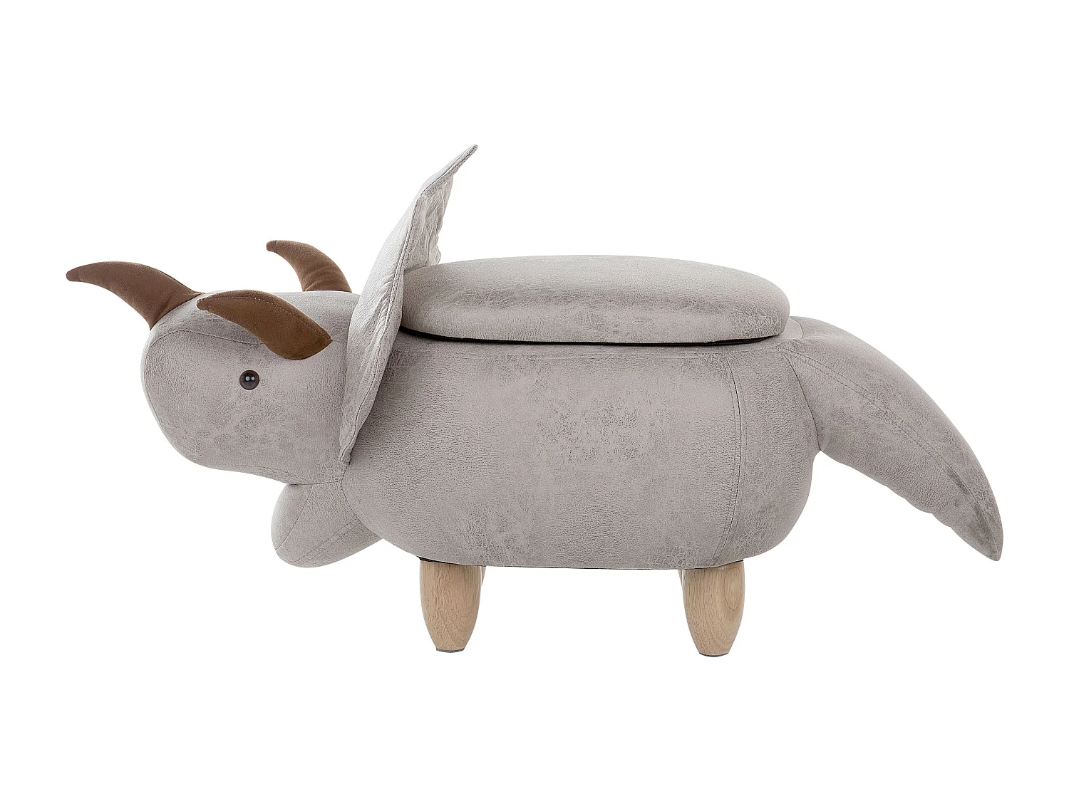 Pufa zwierzak ze schowkiem szara TRICERATOPS