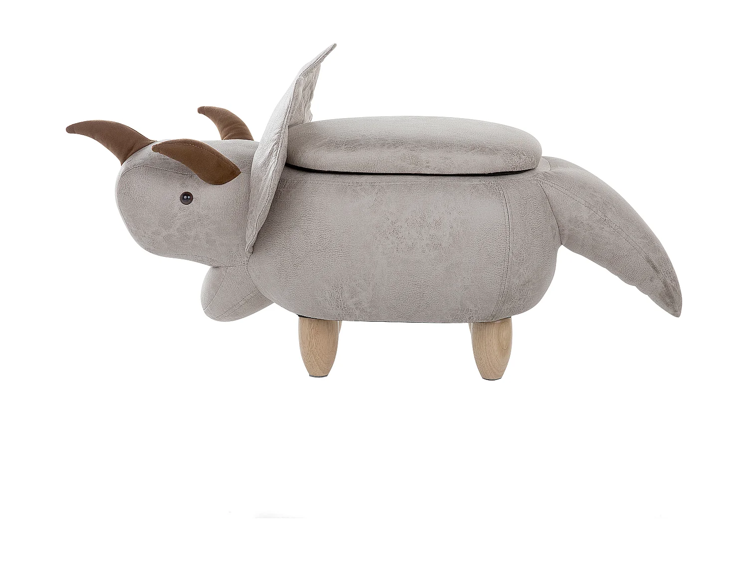 Pufa zwierzak ze schowkiem szara TRICERATOPS