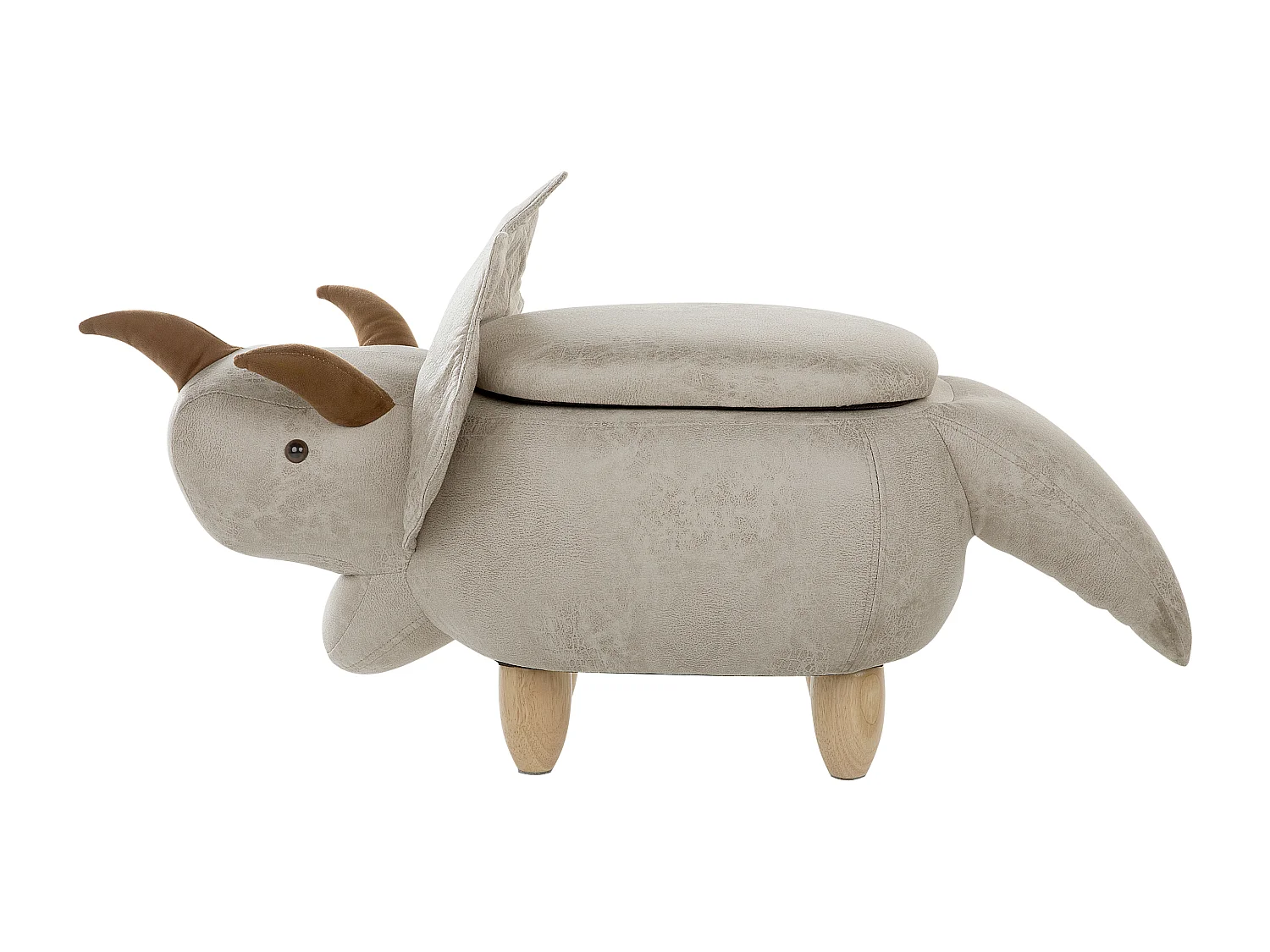 Pufa zwierzak ze schowkiem szara TRICERATOPS