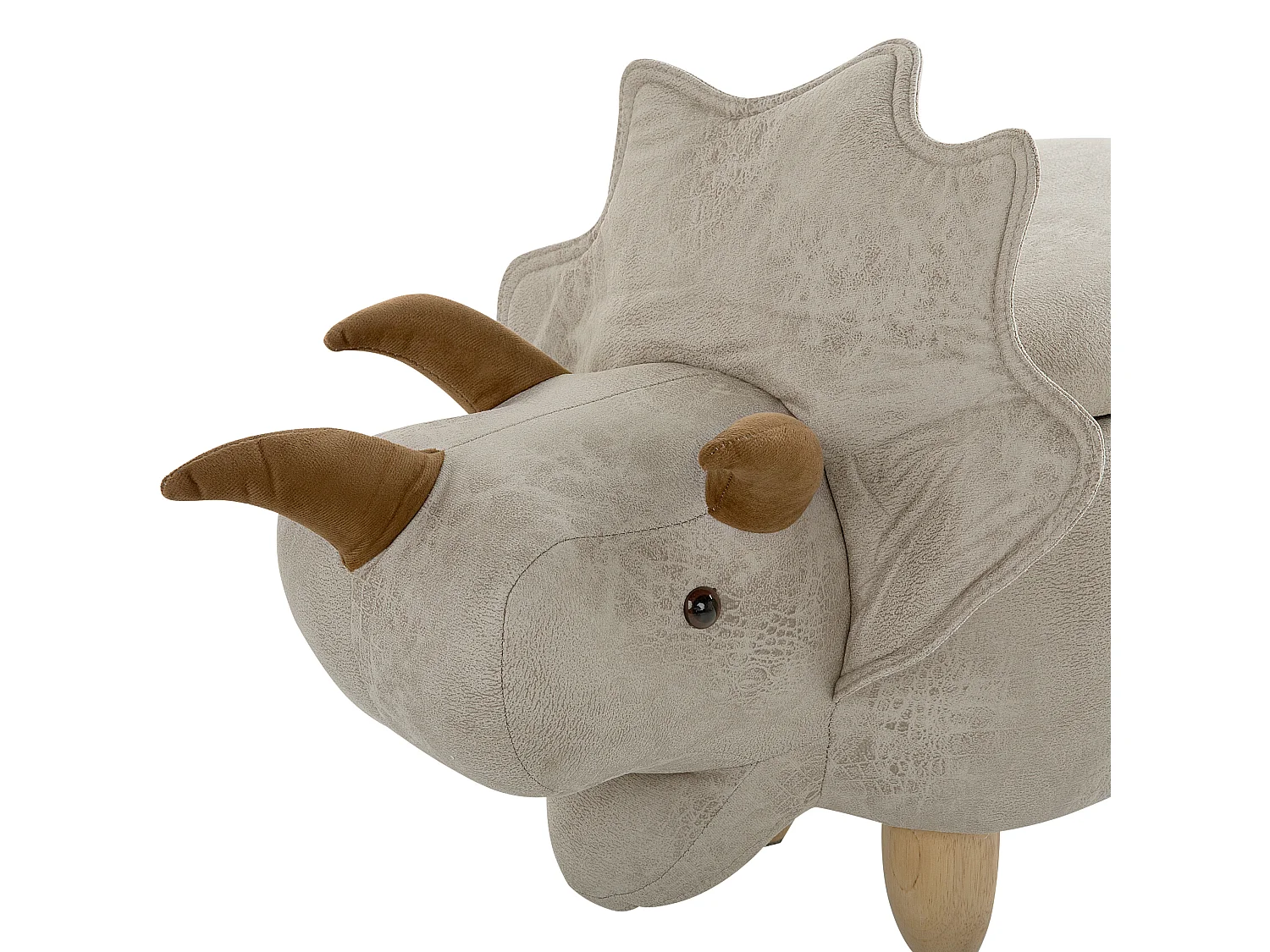 Tierhocker mit Stauraum TRICERATOPS Stoff Hellgrau