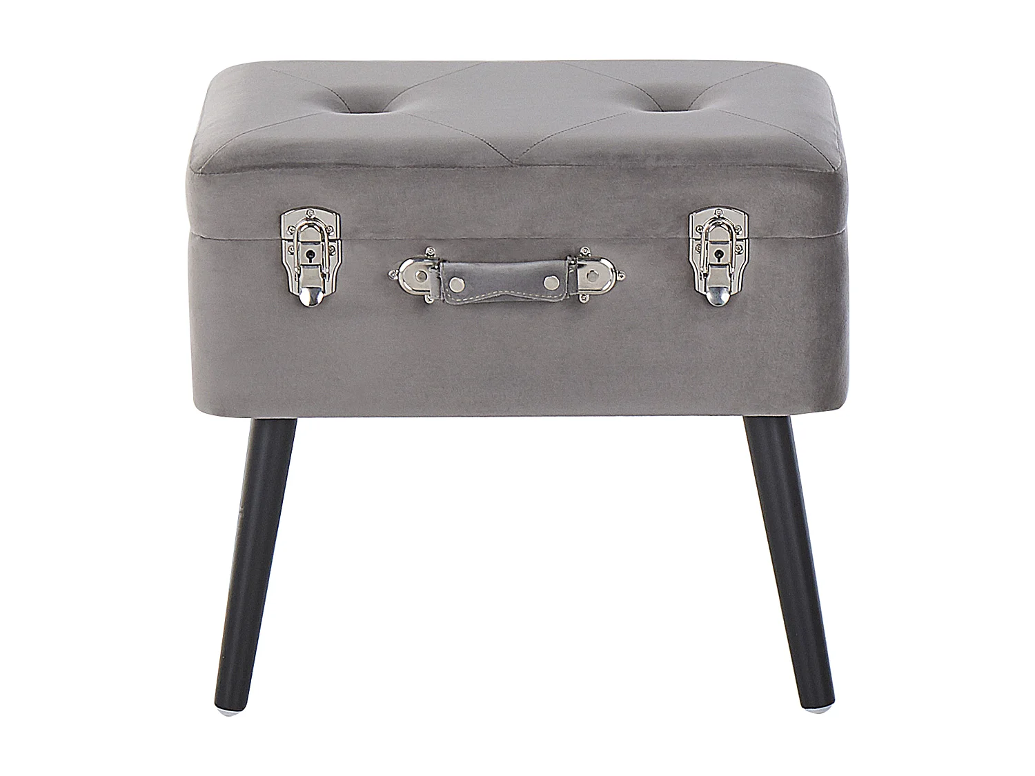 Moderner Hocker mit Stauraum grau Samtstoff Kofferhocker Mallard