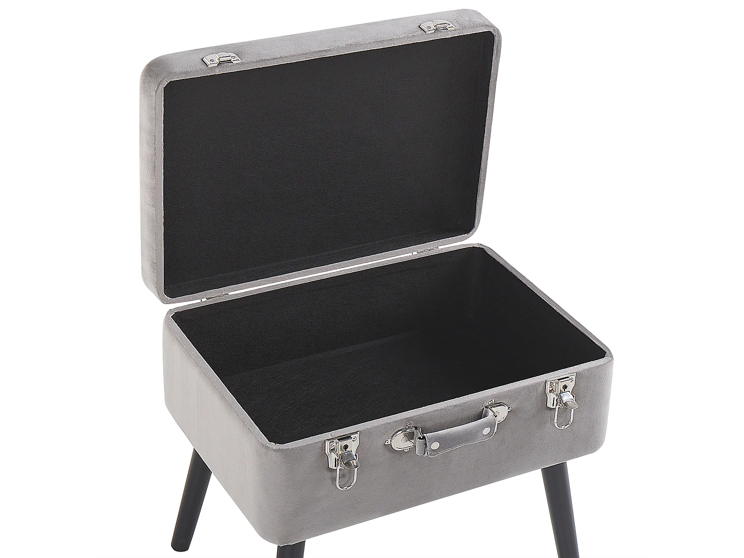 Moderner Hocker mit Stauraum grau Samtstoff Kofferhocker Mallard