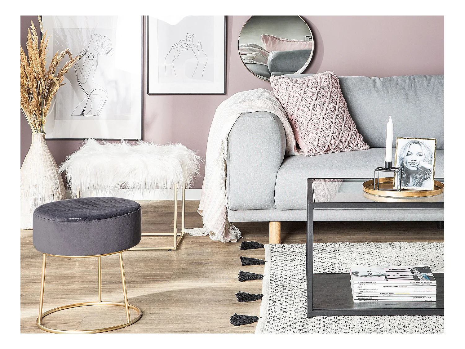 Hocker MANHATTAN Nepbont Wit