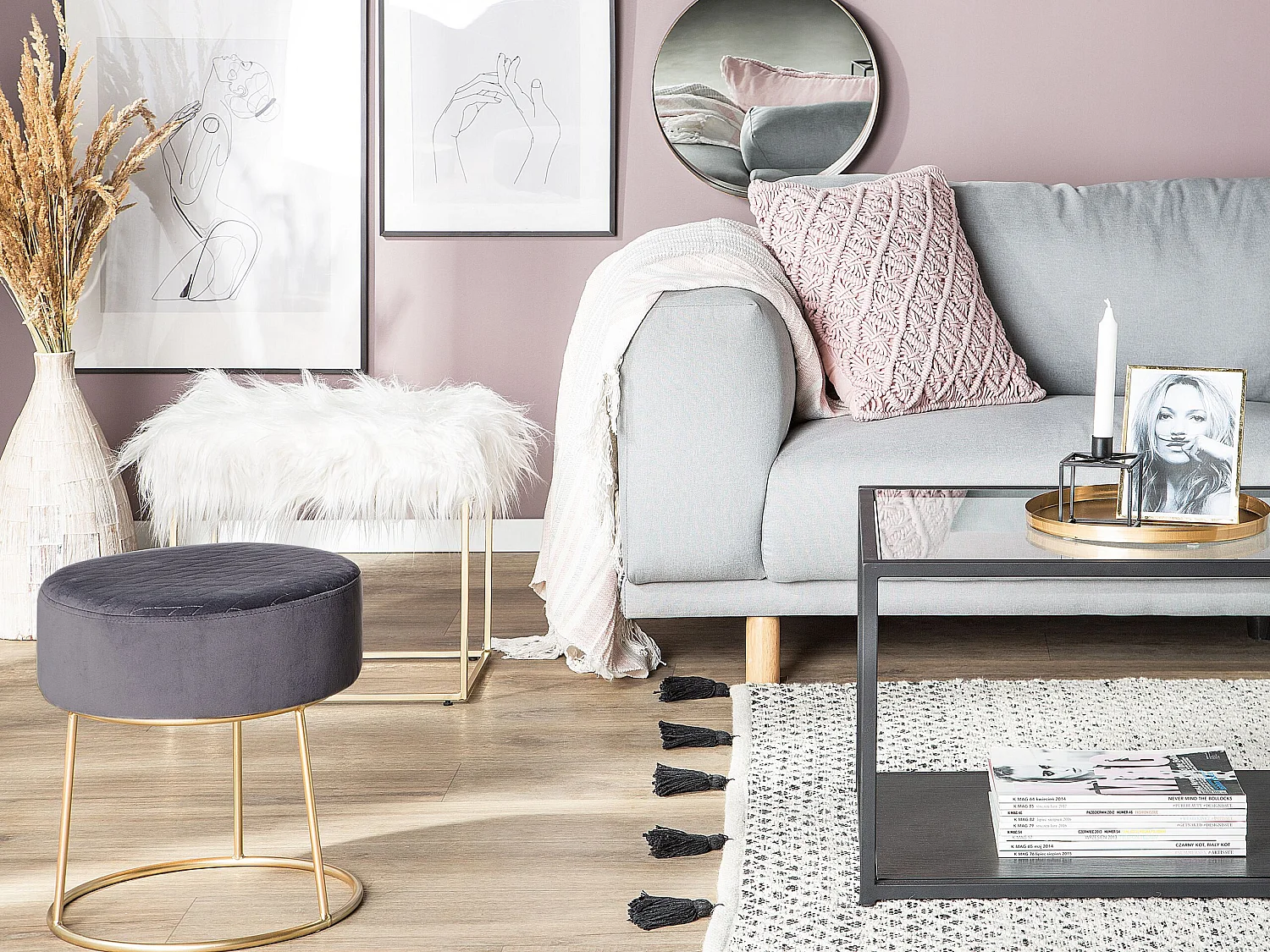 Hocker MANHATTAN Webpelz Weiss
