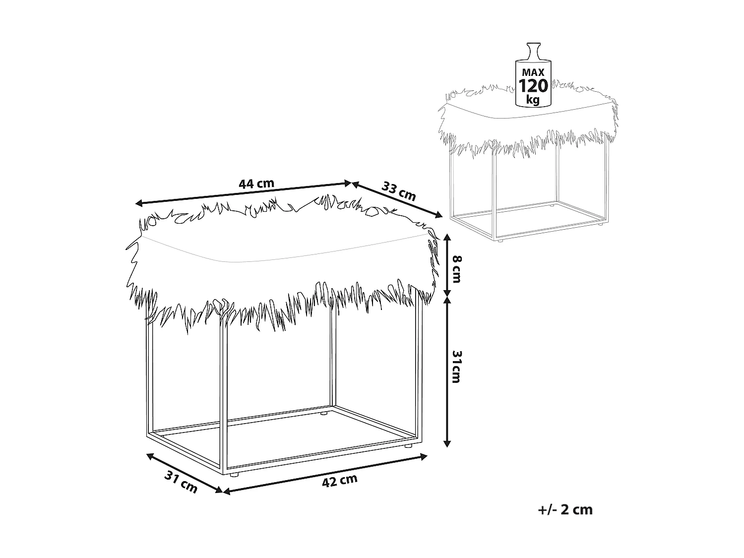 Repose-pied MANHATTAN Fourrure synthétique Blanc