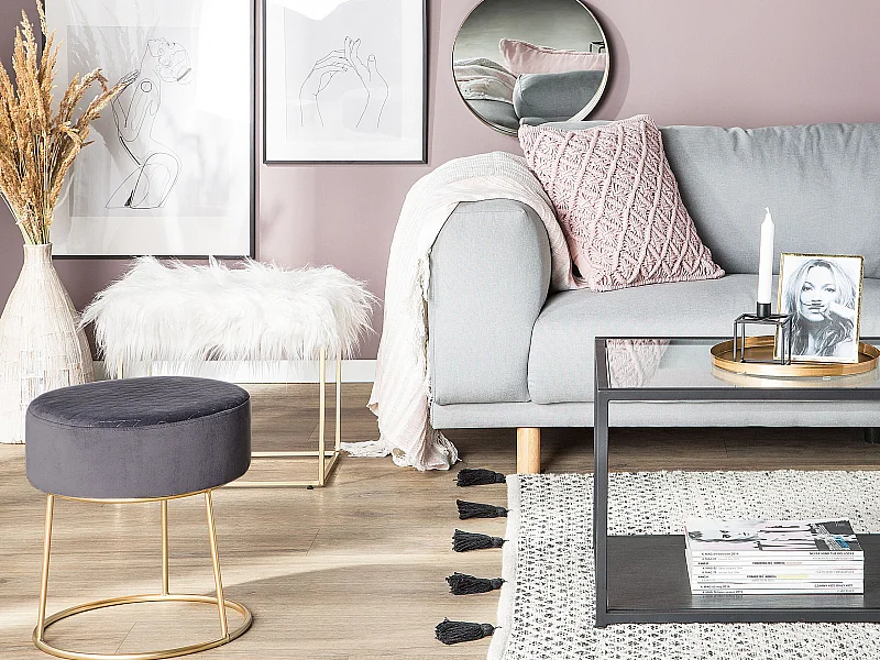 Sgabello MANHATTAN Finta pelliccia Bianco