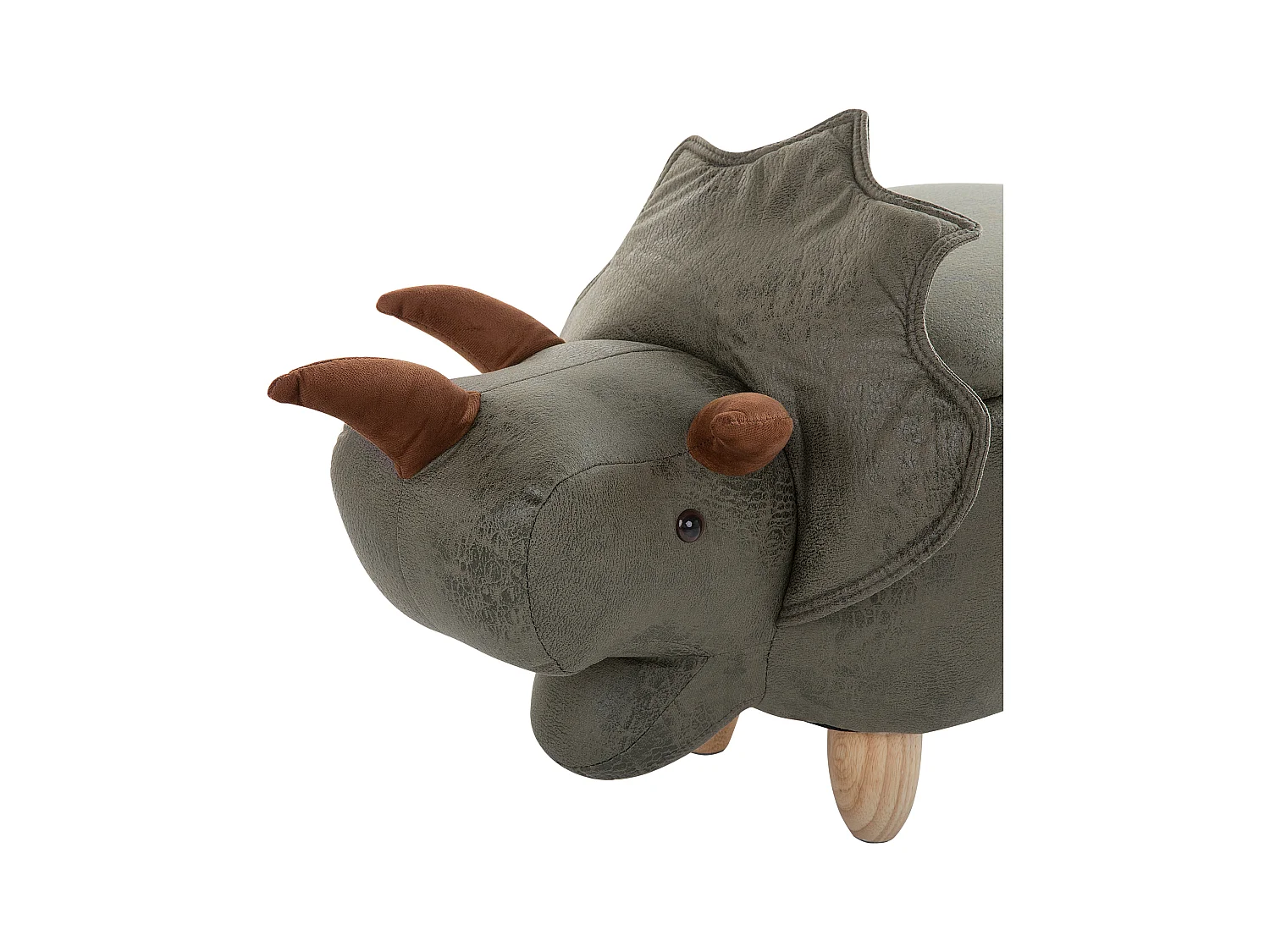 Tabouret de rangement animal TRICERATOPS Tissu Vert foncé