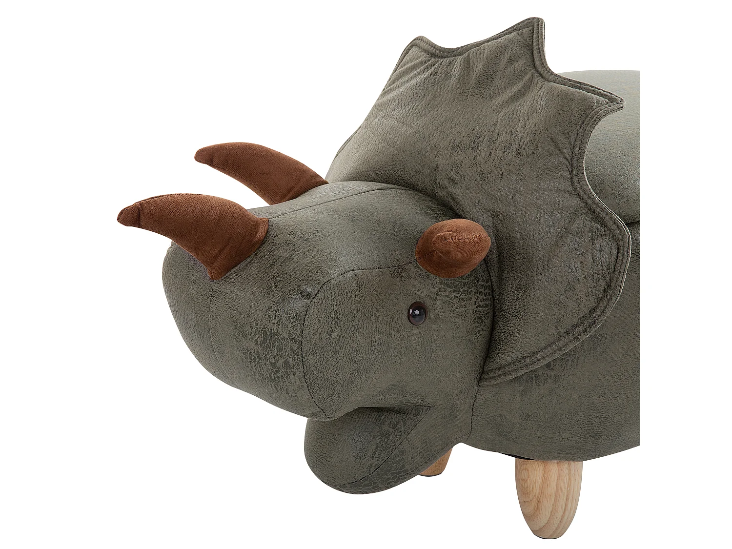 Tabouret de rangement animal TRICERATOPS Tissu Vert foncé