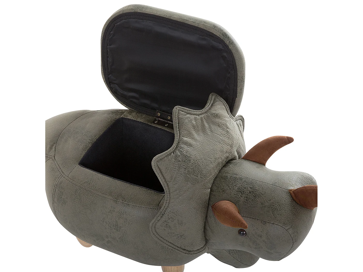 Tabouret de rangement animal TRICERATOPS Tissu Vert foncé