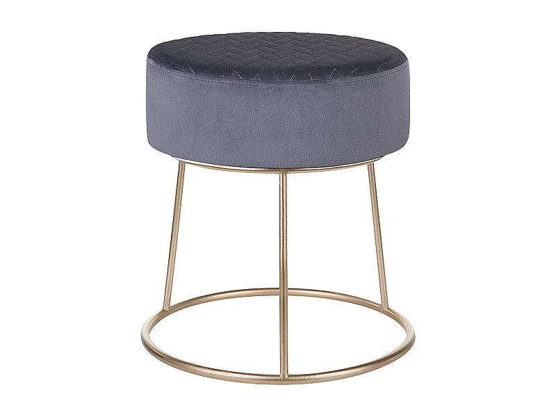 Hocker Samtstoff dunkelgrau / gold rund ⌀ 35 cm DELCO