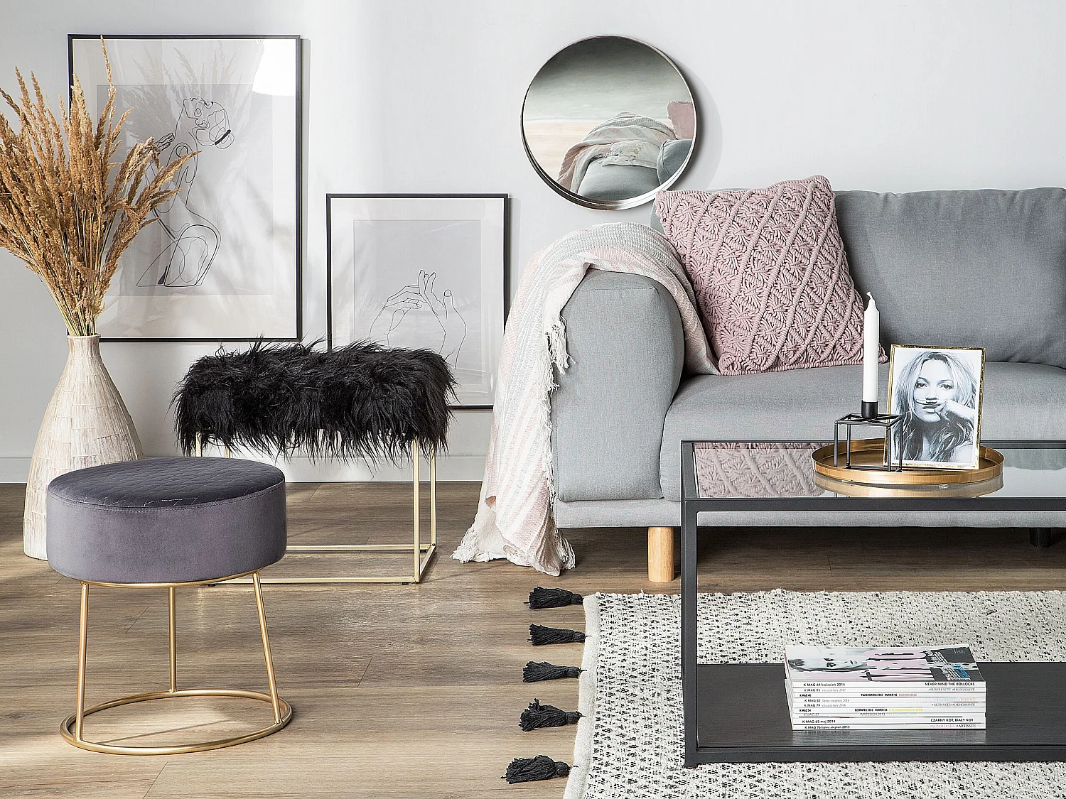 Repose-pied DELCO Velours Gris