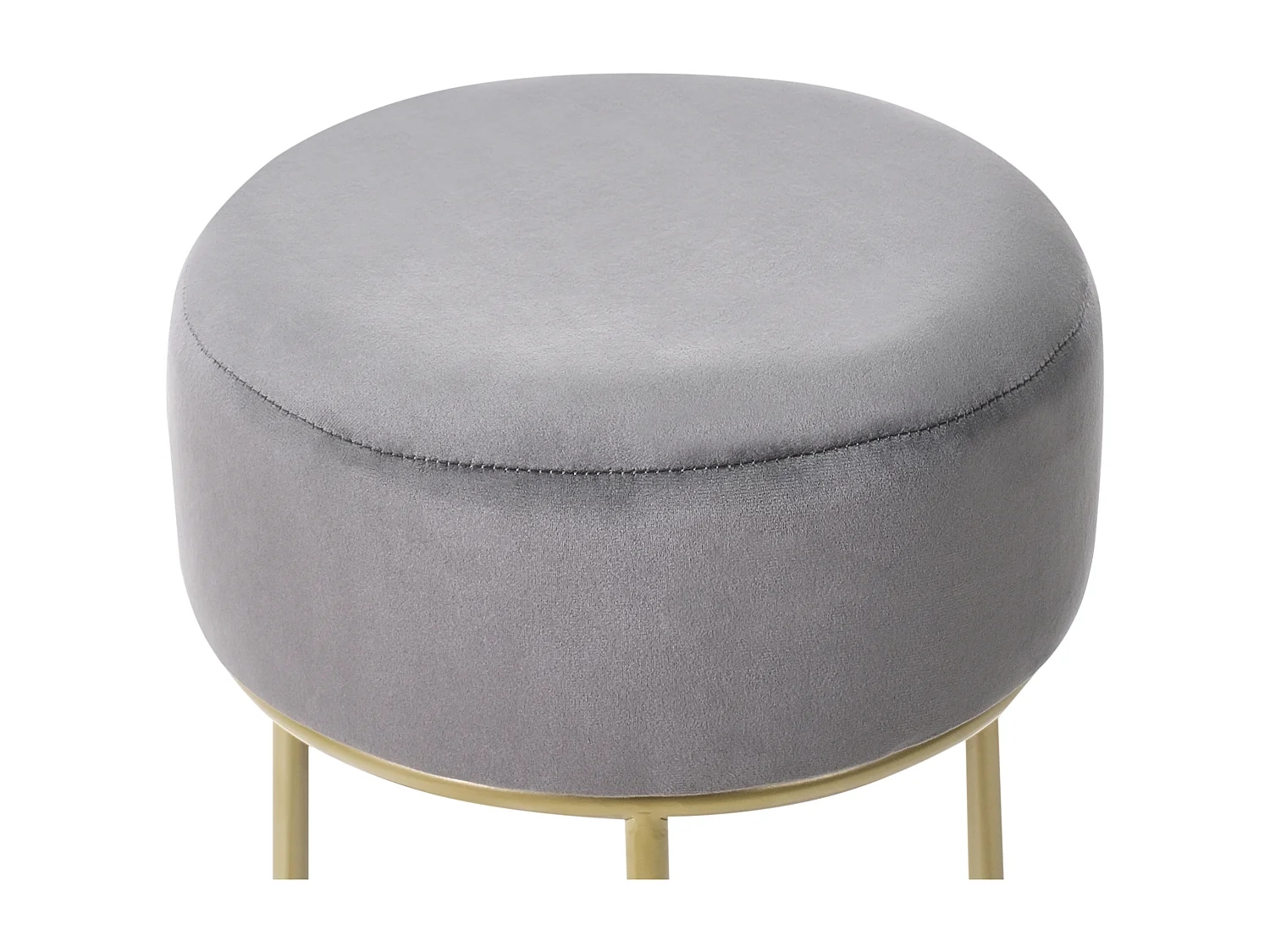 Hocker Samtstoff dunkelgrau / gold rund ⌀ 35 cm DELCO