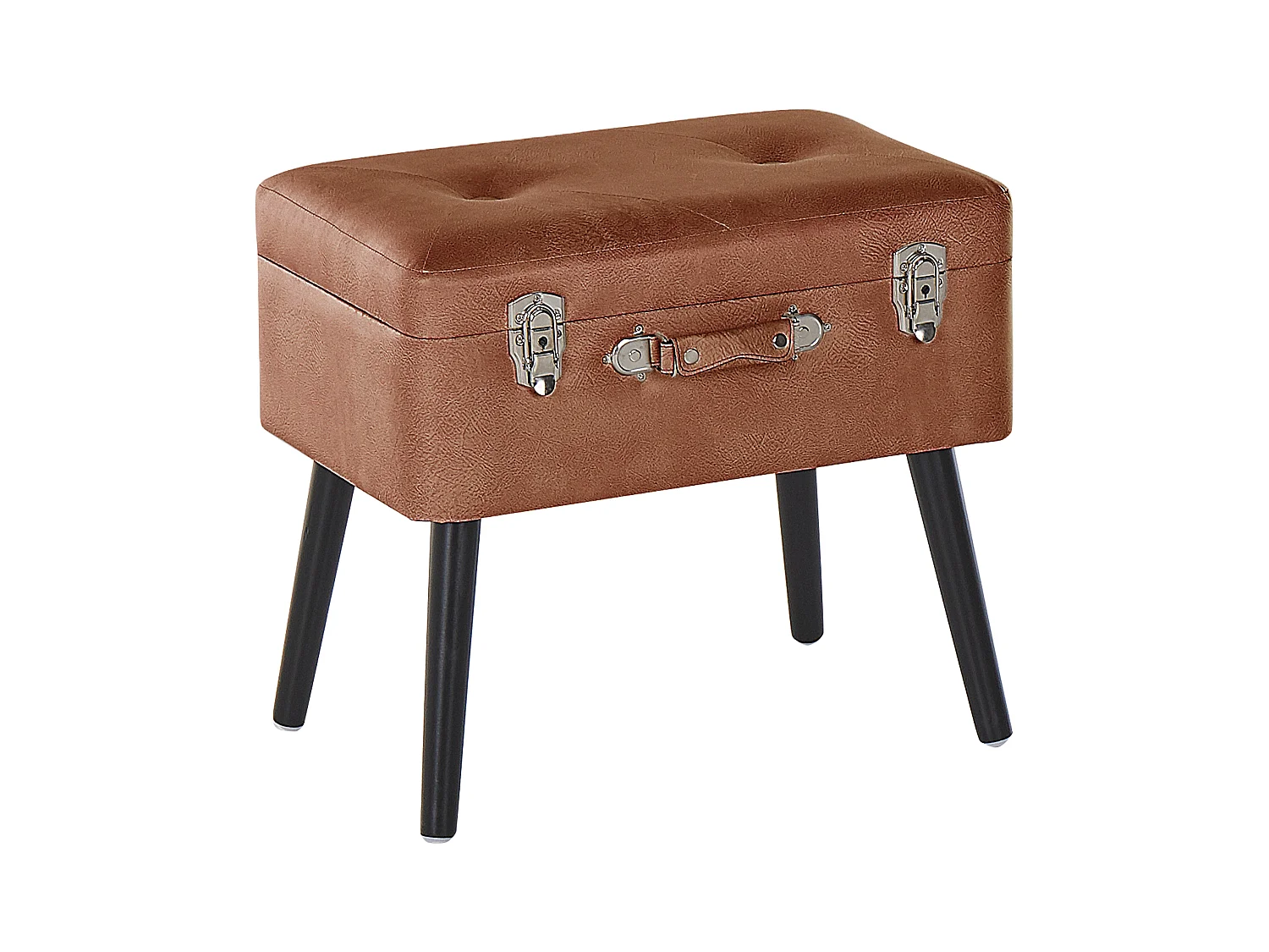 Moderner Hocker mit Stauraum braun Kunstleder Kofferhocker Mallard