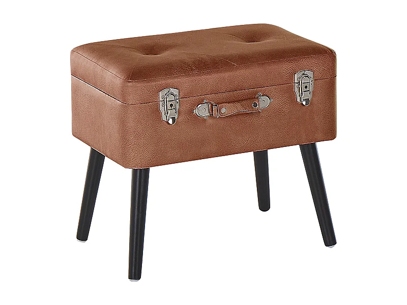 Moderner Hocker mit Stauraum braun Kunstleder Kofferhocker Mallard
