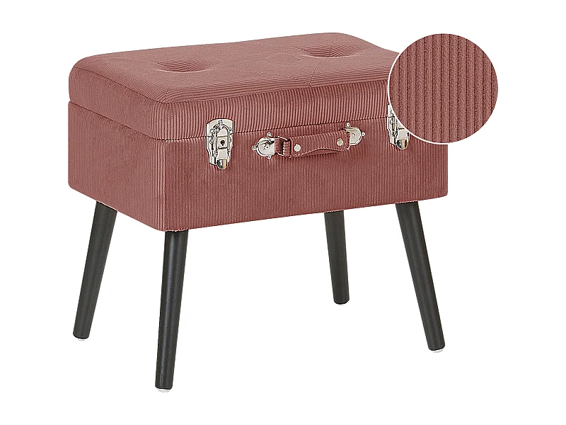 Tabouret de rangement MALLARD Velours côtelé Rose
