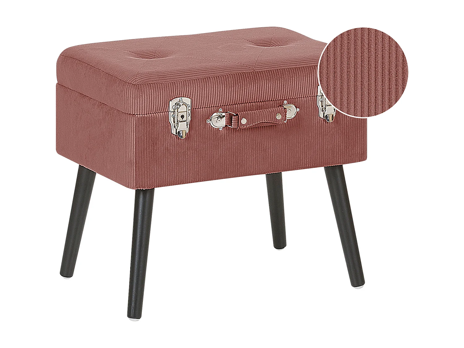 Tabouret de rangement MALLARD Velours côtelé Rose