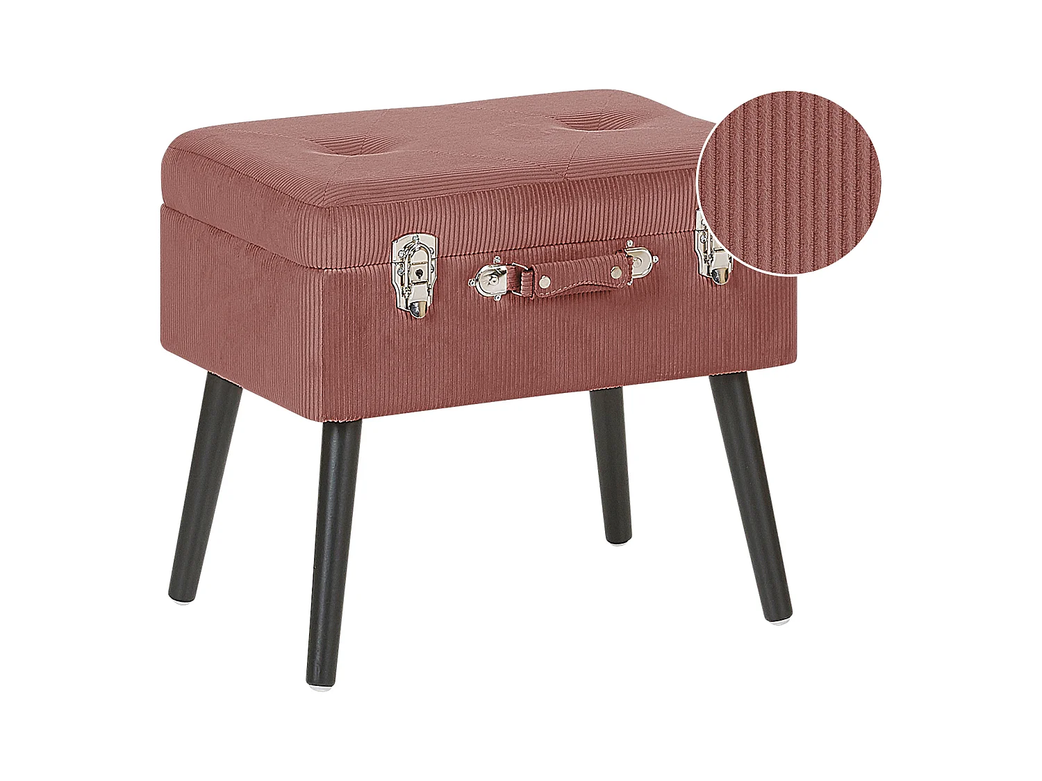 Moderner Hocker mit Stauraum rosa Cord Kofferhocker Mallard