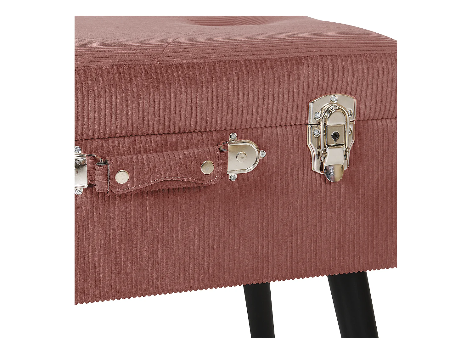 Moderner Hocker mit Stauraum rosa Cord Kofferhocker Mallard