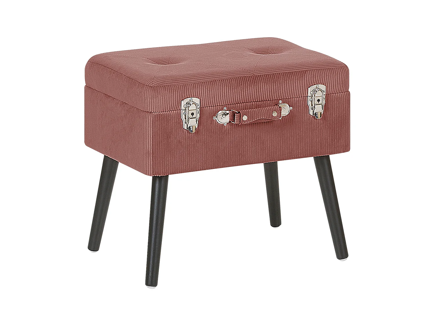 Moderner Hocker mit Stauraum rosa Cord Kofferhocker Mallard