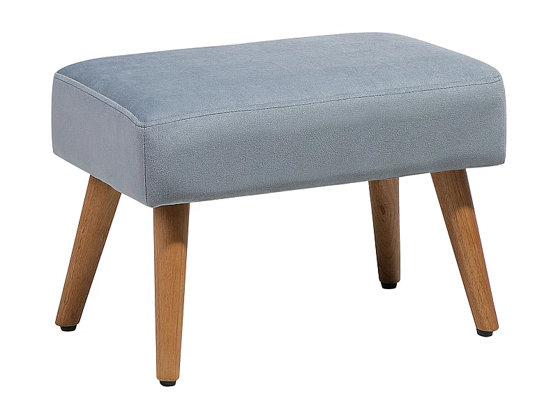 Eleganter Hocker in Grau Samtstoff Holzbeine modern Takoma