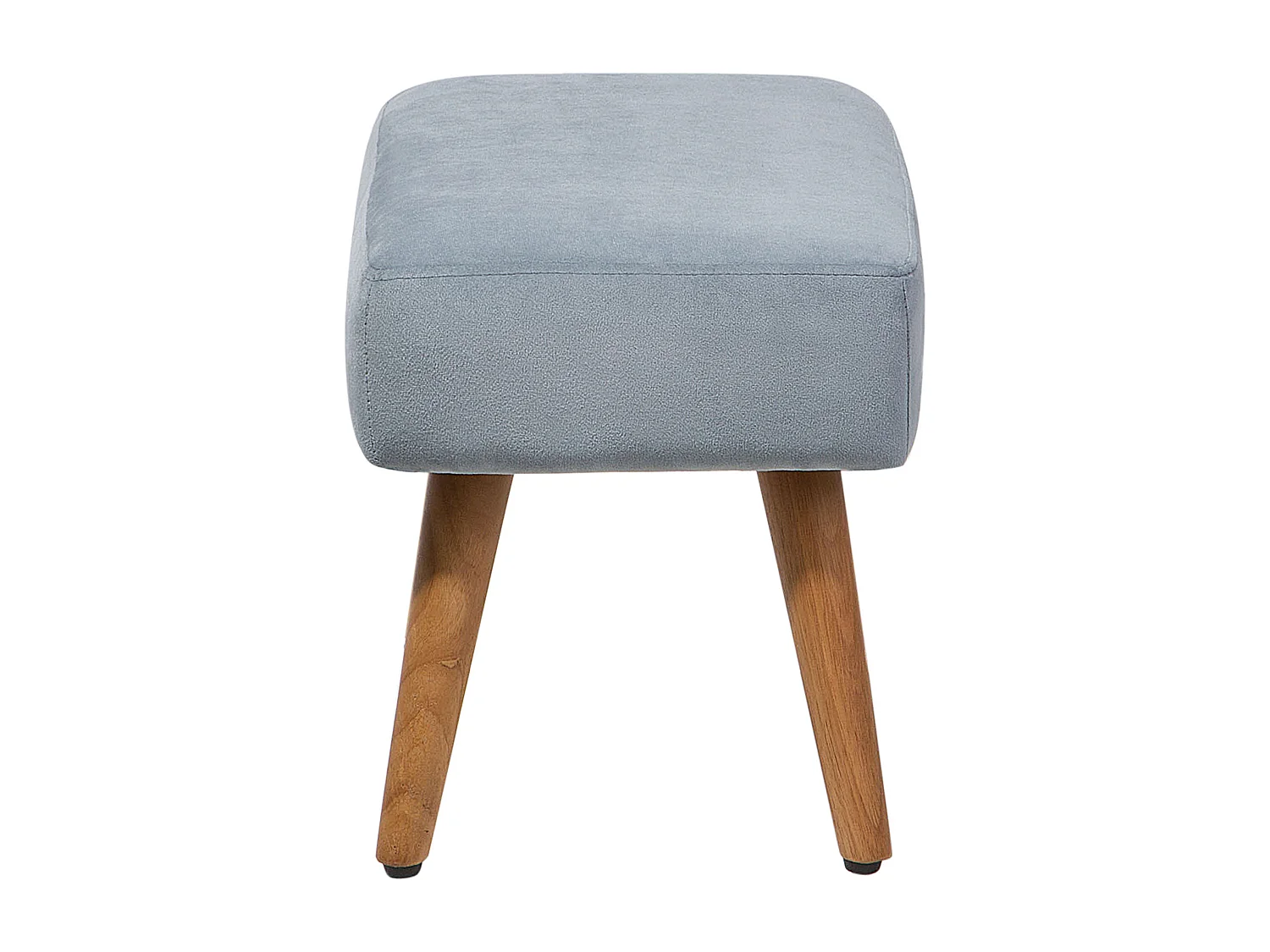 Eleganter Hocker in Grau Samtstoff Holzbeine modern Takoma