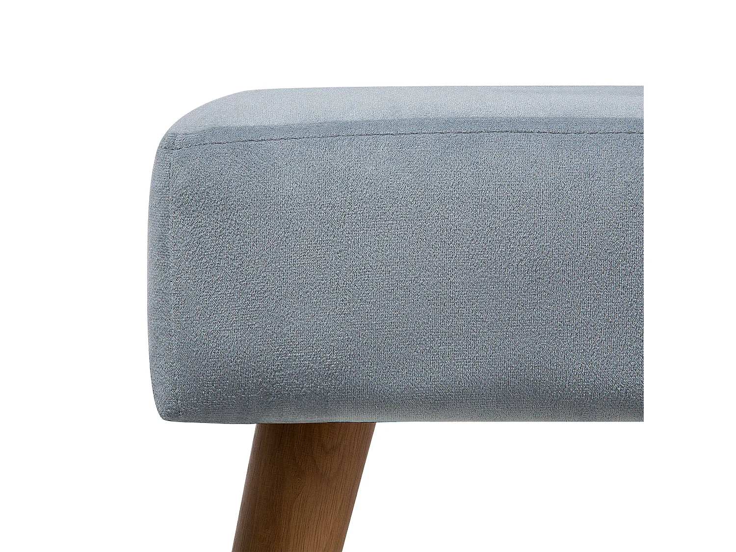 Eleganter Hocker in Grau Samtstoff Holzbeine modern Takoma