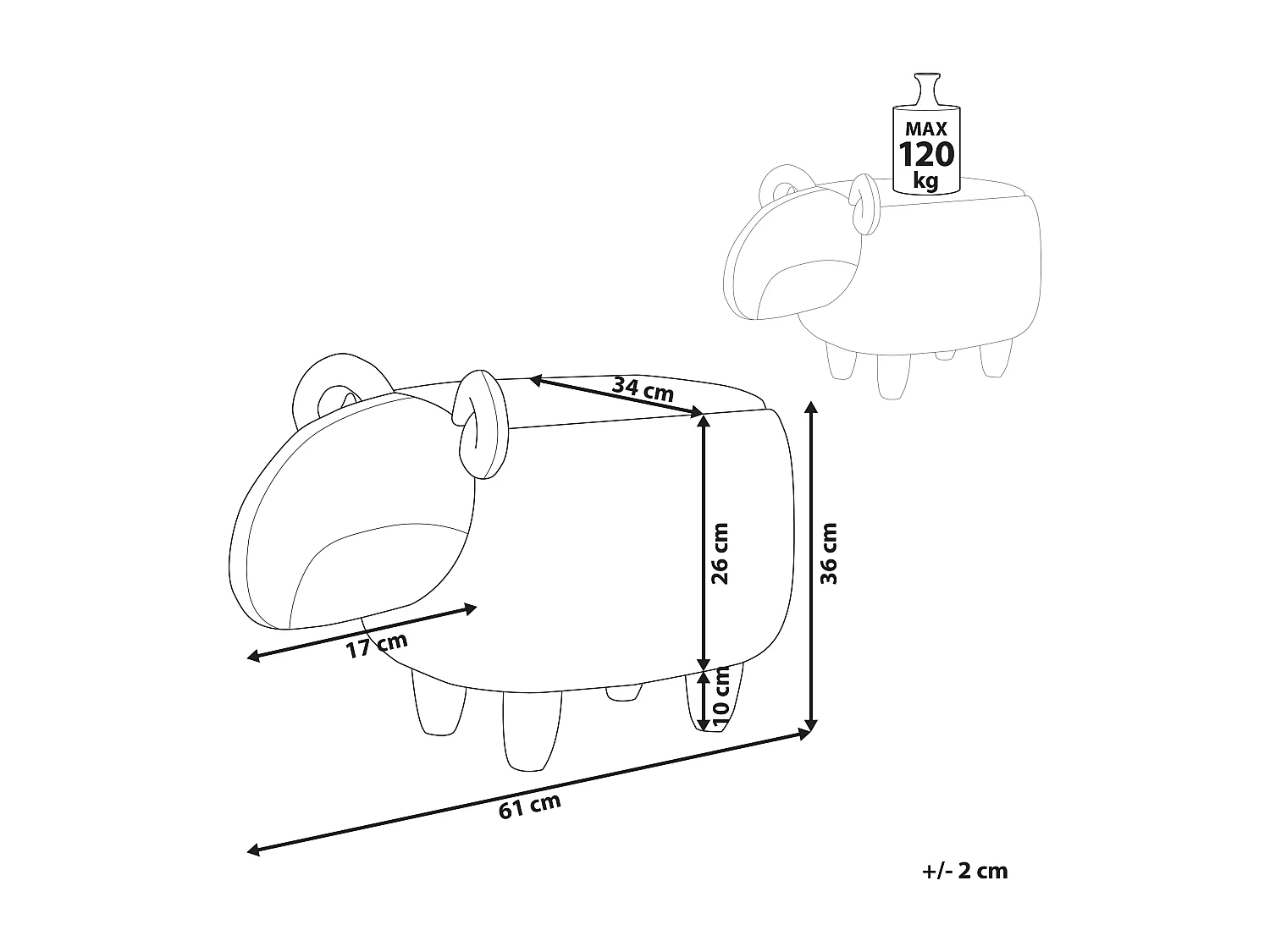 Kinderhocker Tierhocker Sitzhocker Hocker Gepolstert Lammform Weiß Kinder Plüsch
