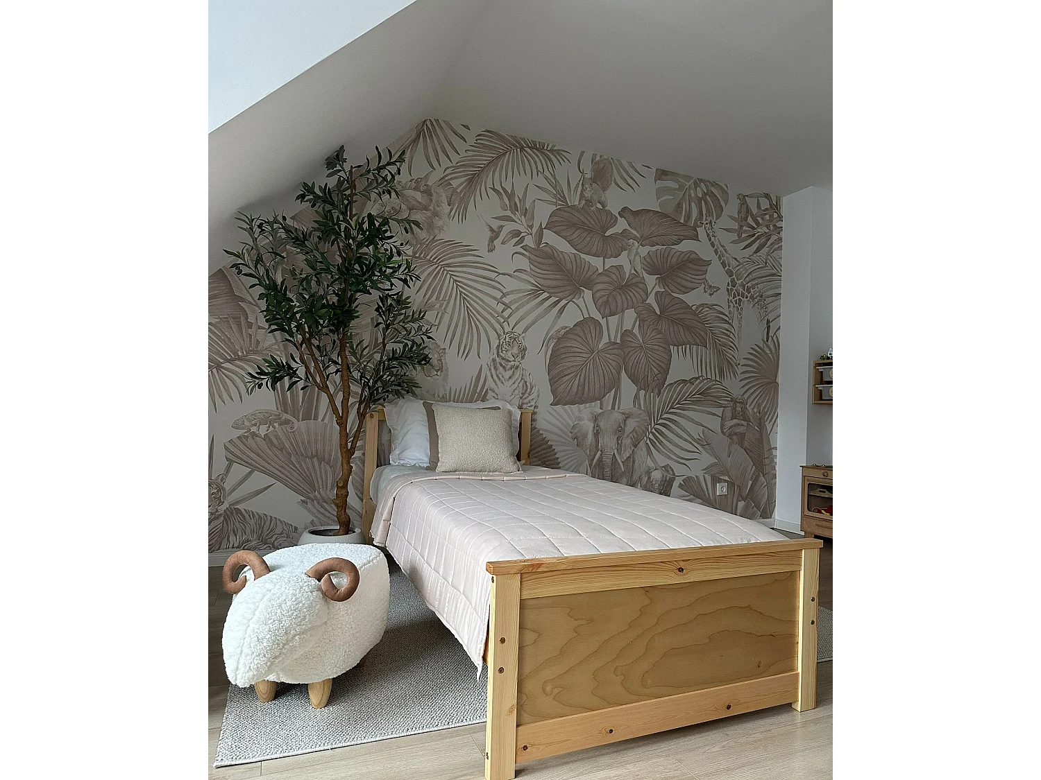 Puf animal LAMB Tela Blanco