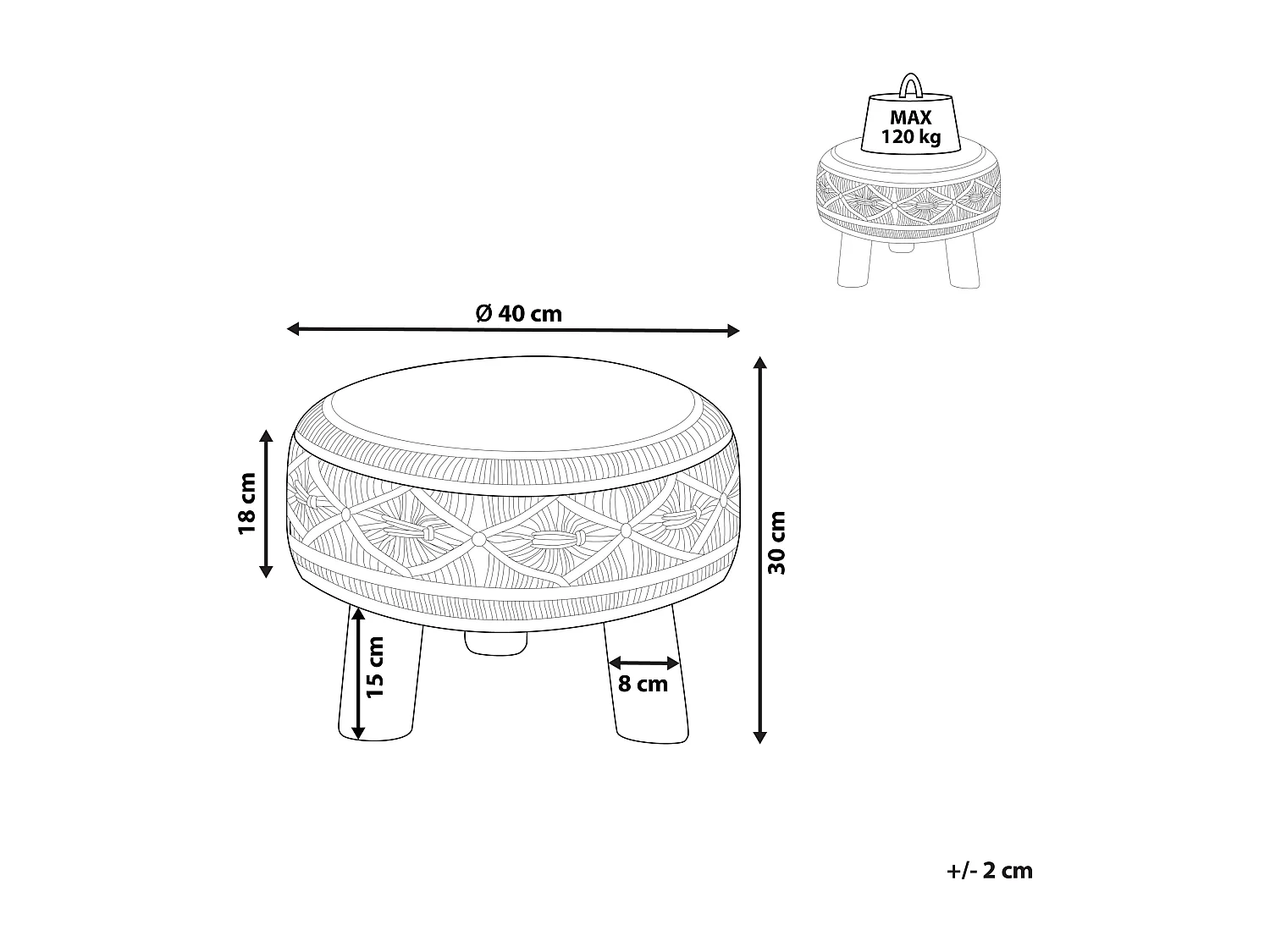 Hocker MUNDRA Katoen Grijs