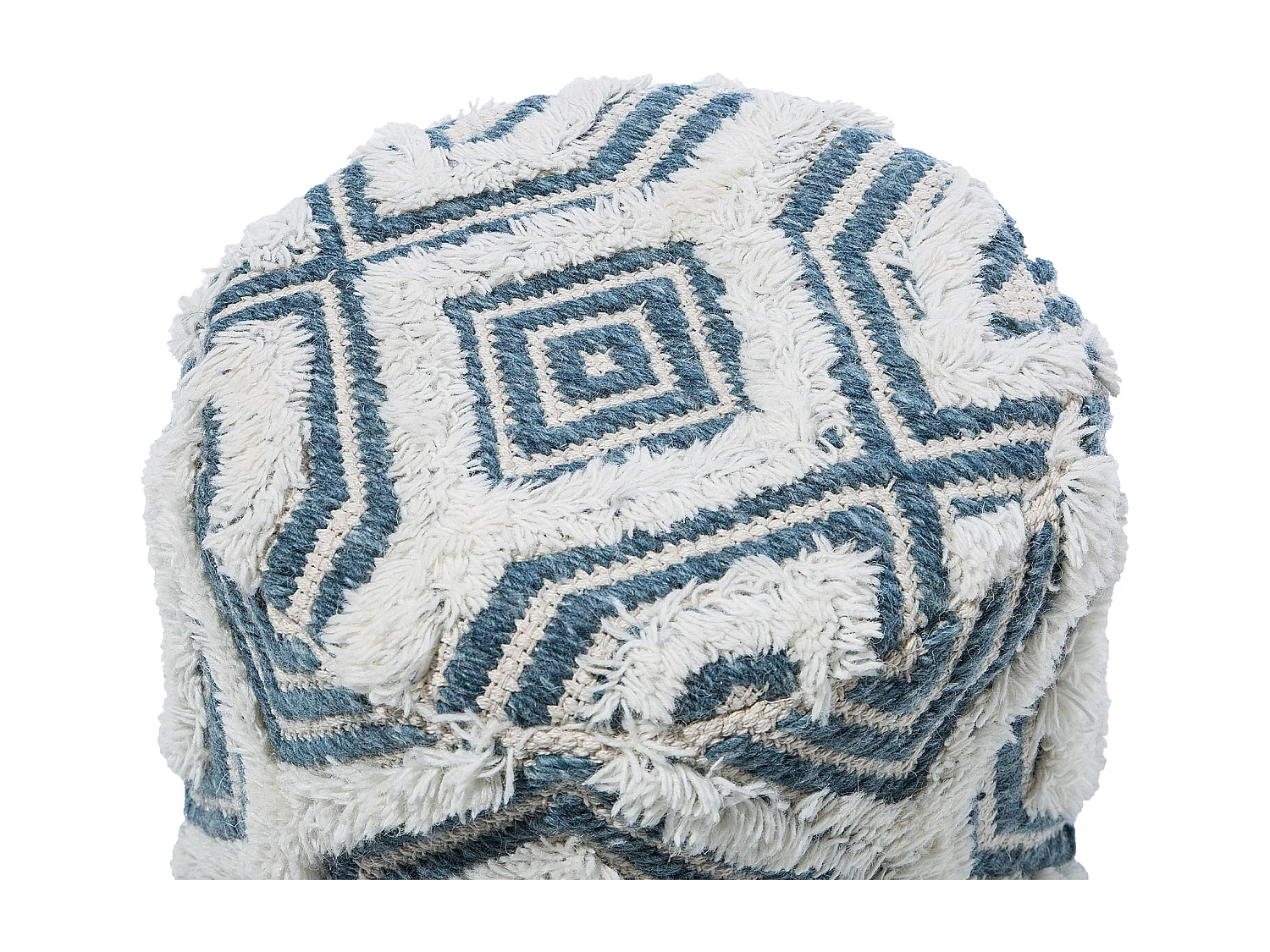 Hocker Sitzhocker Taburett weiß blau Wolle und Baumwolle oriental Agra