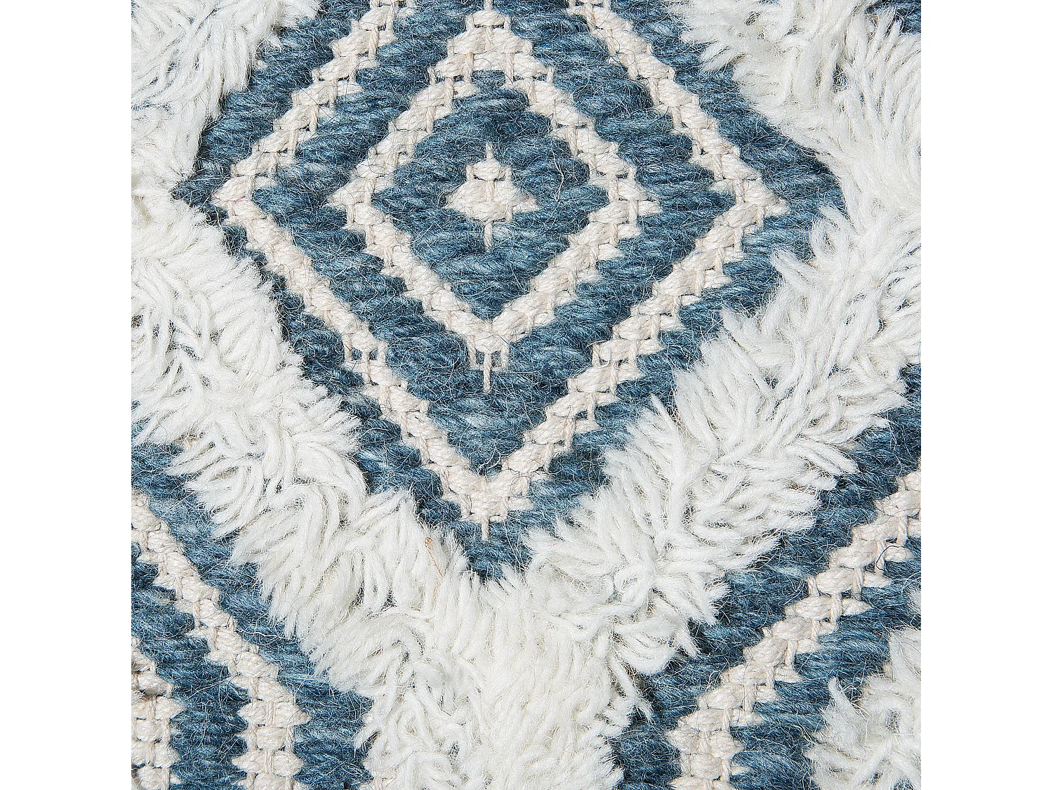 Hocker Sitzhocker Taburett weiß blau Wolle und Baumwolle oriental Agra