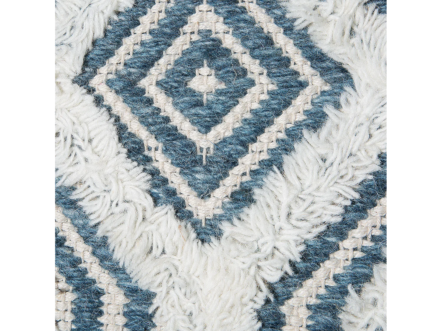 Hocker Sitzhocker Taburett weiß blau Wolle und Baumwolle oriental Agra