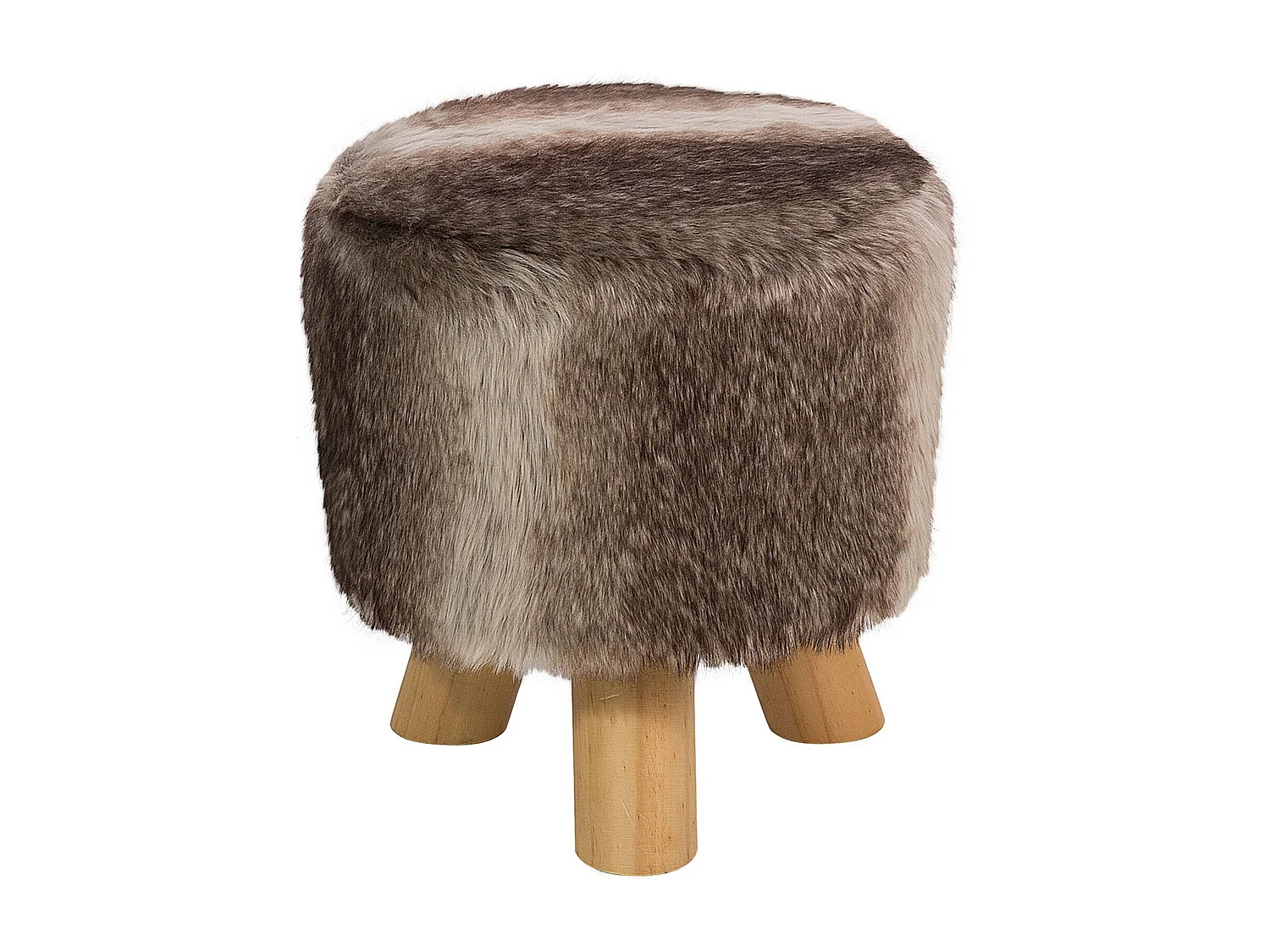 Schöner Sitzhocker in Braun und Beige Stoff Holzbeine Topeka