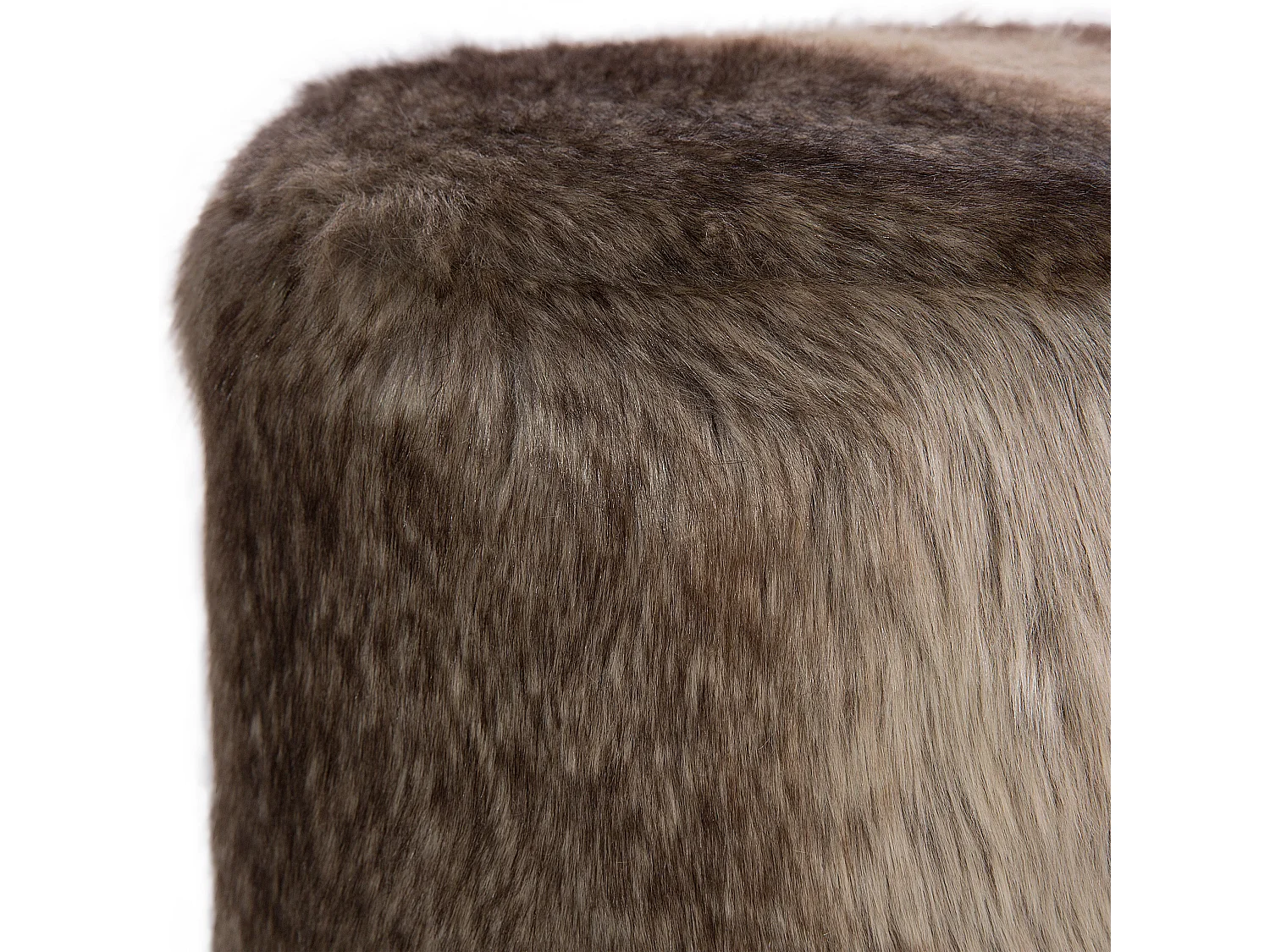 Schöner Sitzhocker in Braun und Beige Stoff Holzbeine Topeka