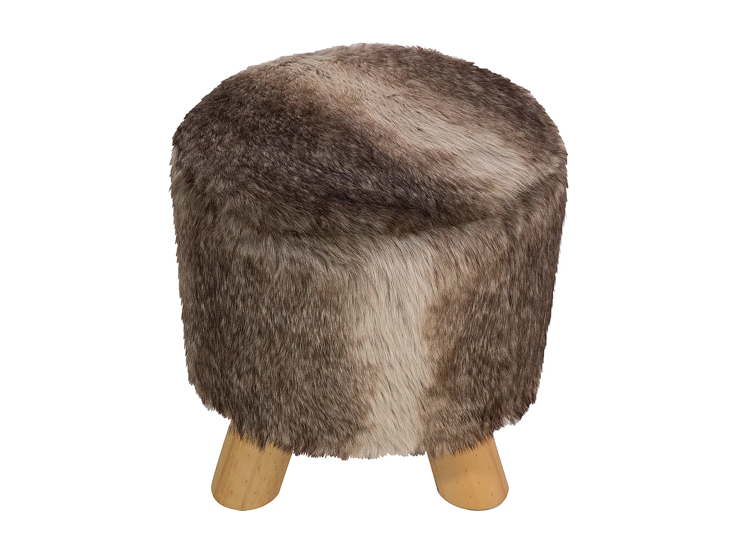 Schöner Sitzhocker in Braun und Beige Stoff Holzbeine Topeka