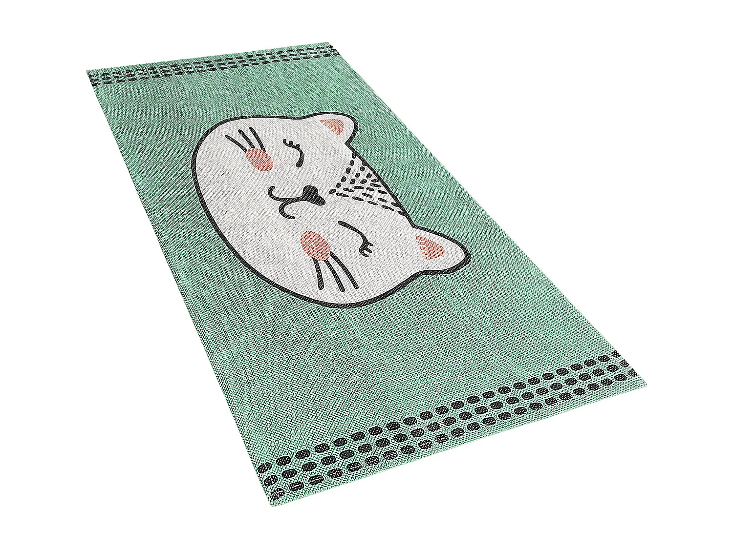 Vloerkleed kat katoen groen 60 x 90 cm HOWRAH