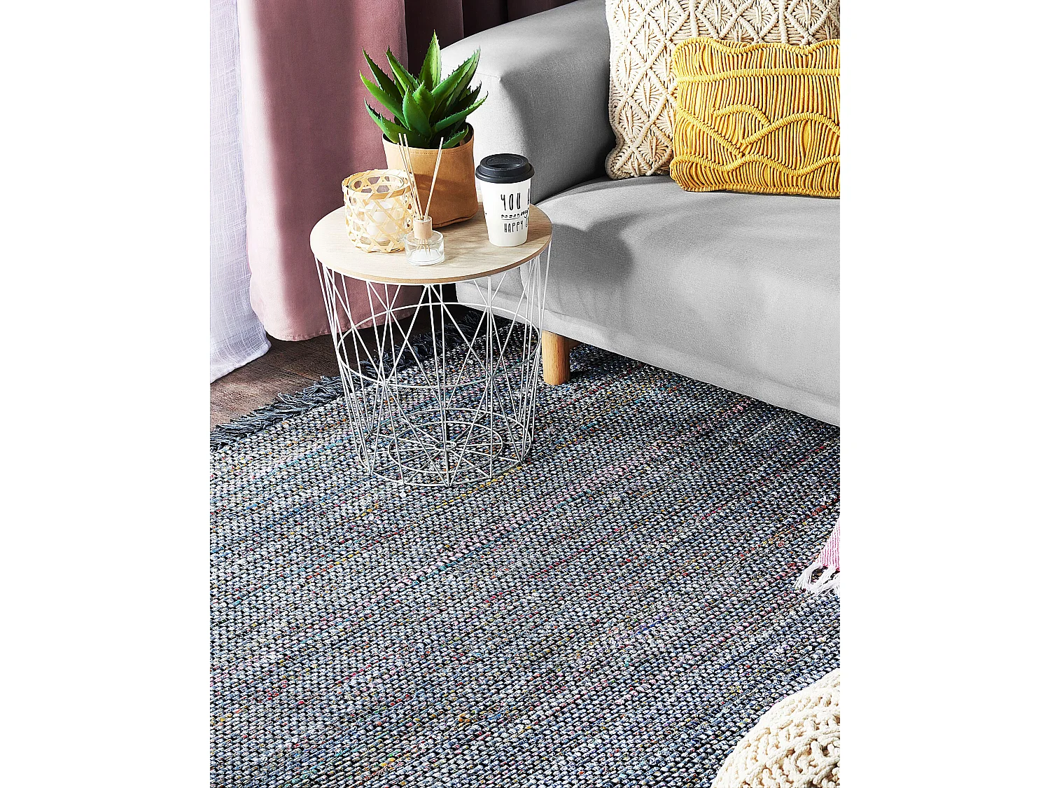 Tapis BESNI Gris 140 x 200 cm Coton