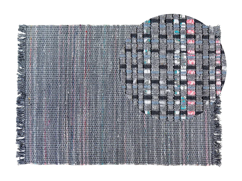 Trendy Teppich grau Streifen Baumwolle 140x200 cm Besni